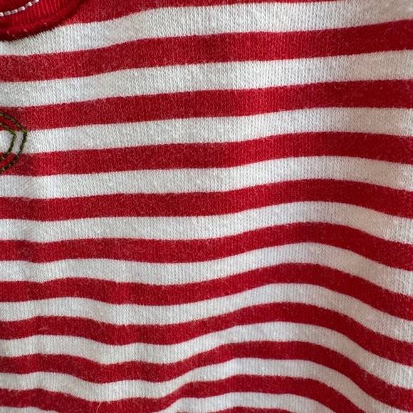 Okie Dokie 3T Red and White Striped Blouse with Ruffle Sleeves and Rose - Picture 3 of 7